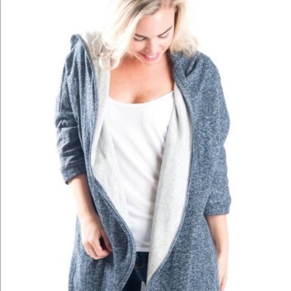 French Terry Hooded Jacket Navy - Picture 2 of 6